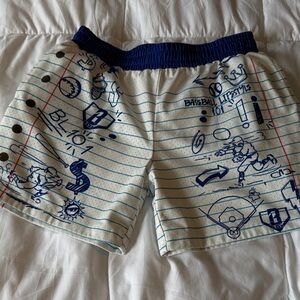 Baseball Themed Shorts with Blue Accents